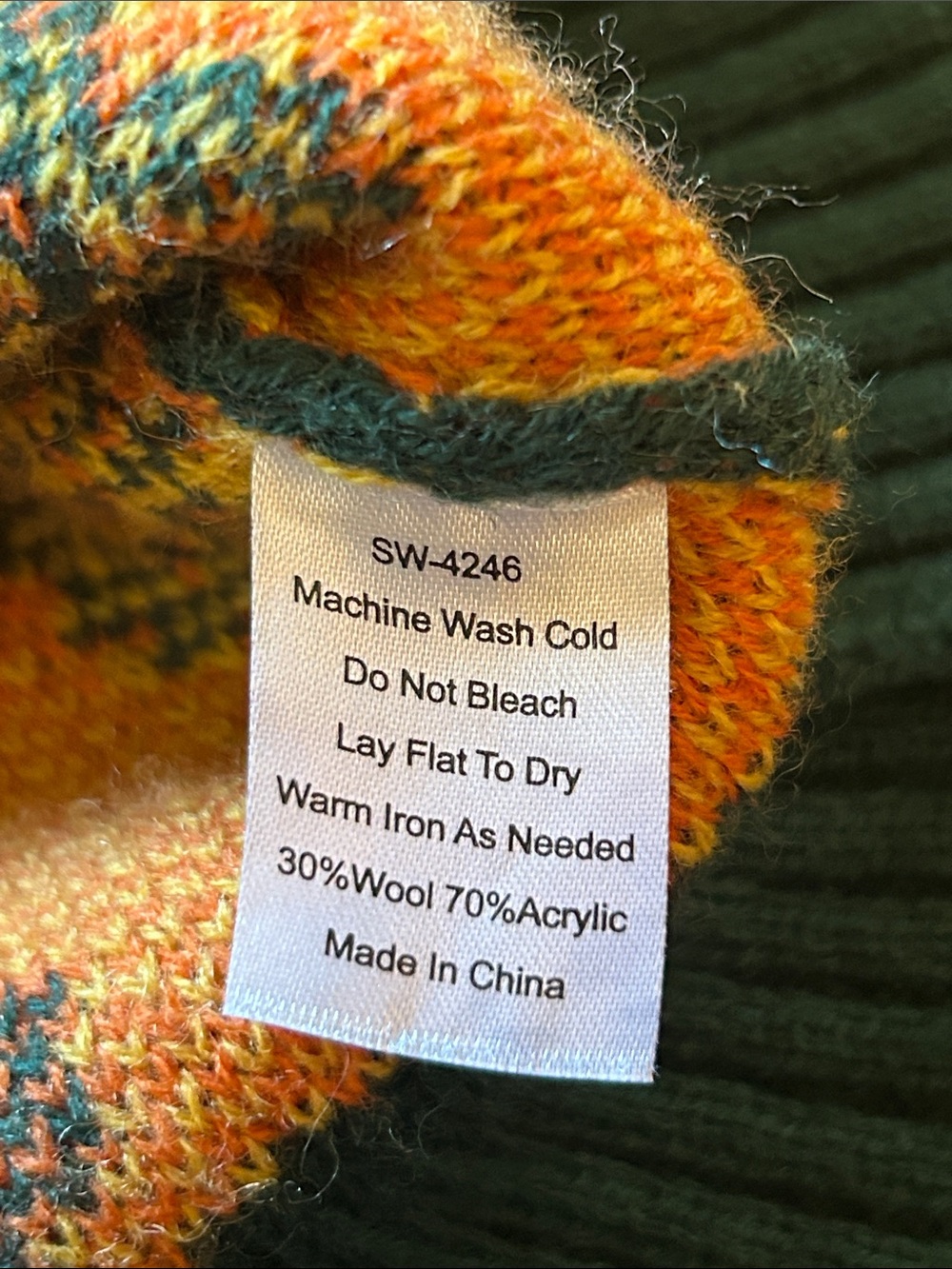 Kiel James Patrick Green Crewneck Sweater with Yellow & Orange Maple Leaves - Picture 6 of 12